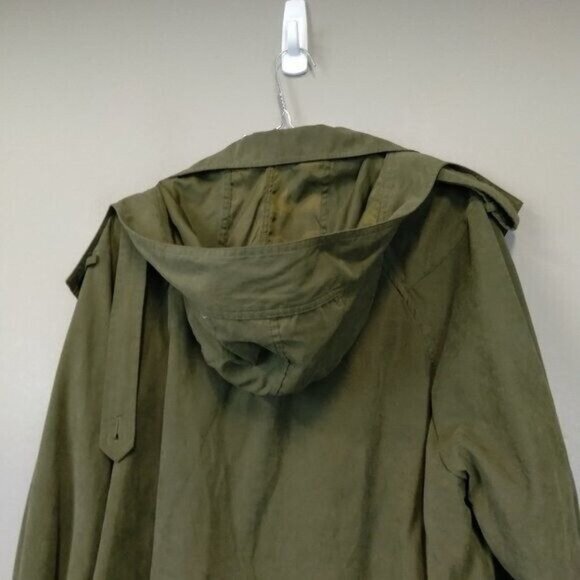 Umgee Womens Utility Jacket Size Small Olive Green Double Breasted Hooded BOHO - Picture 8 of 12